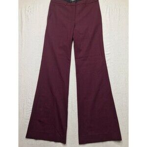 THEORY Demitria 2 Pant Women 8 (32x36) Burgundy Wide Leg Flare Wool Trouser